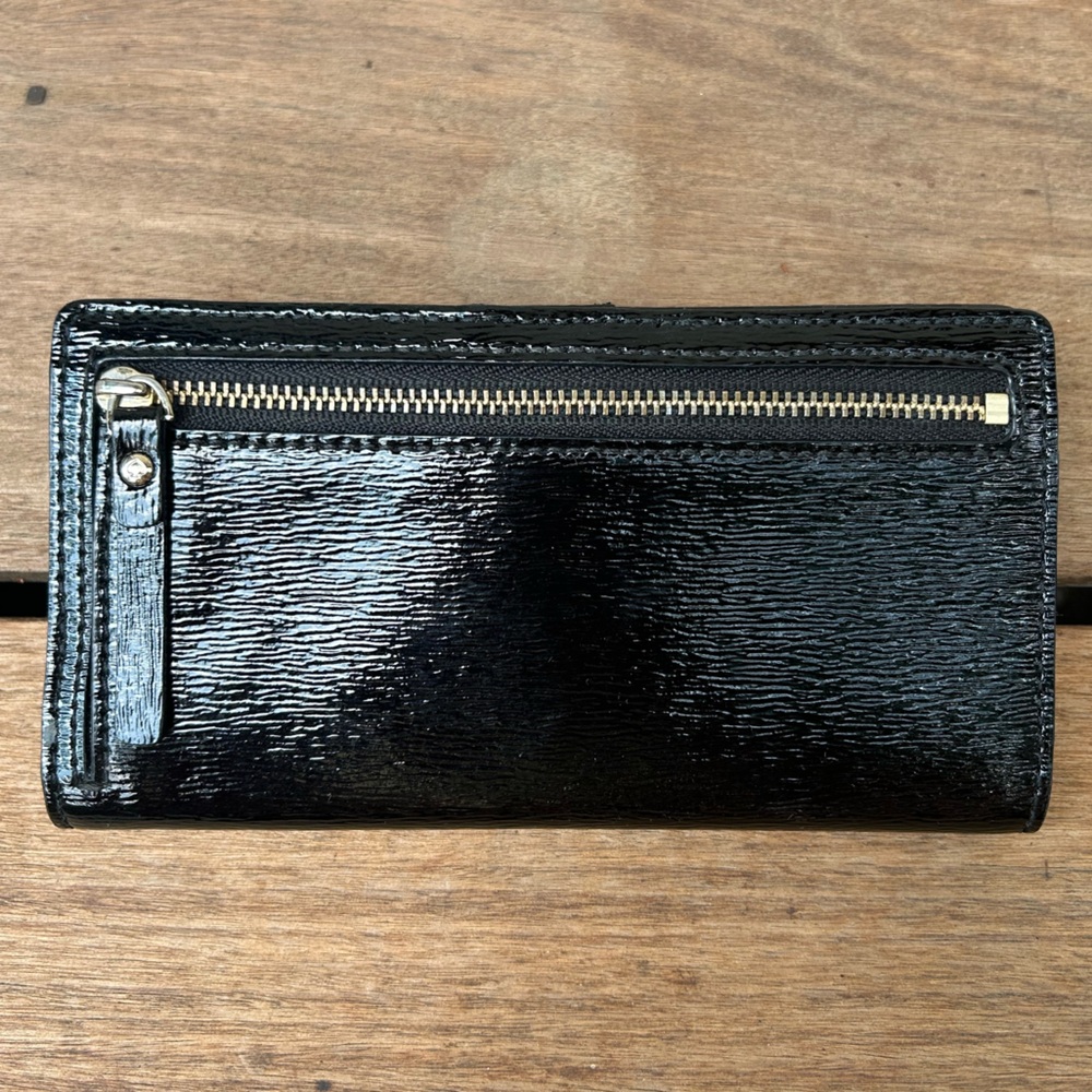 Kate Spade New York Stacy Bow Montford Park Wallet Billfold Black Leather - Picture 3 of 16